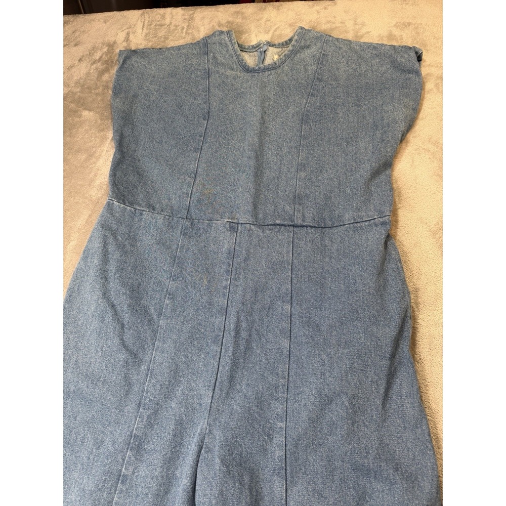 The General Public Denim Jumpsuit Women's L Blue Sleeveless Wide Leg Utility